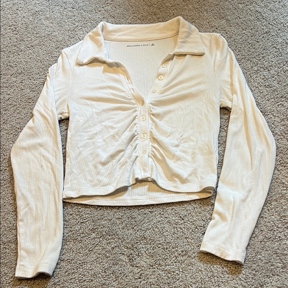 Abercrombie & Fitch Cream Button-Down Shirt